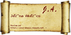 Jóna Akács névjegykártya
